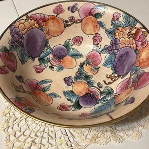 Fruit bowl, gold trim, 10” wide